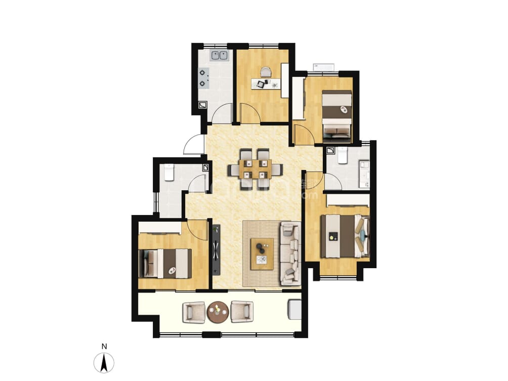 崇明岛大爱城户型图(链家网)