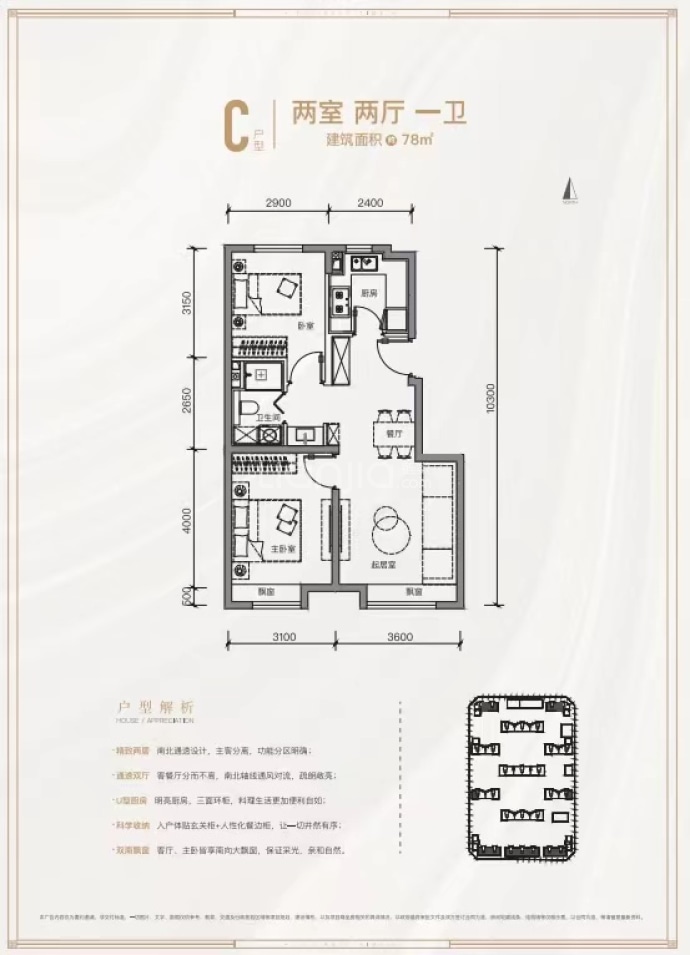 北京城建·国誉朝华--建面 78m²