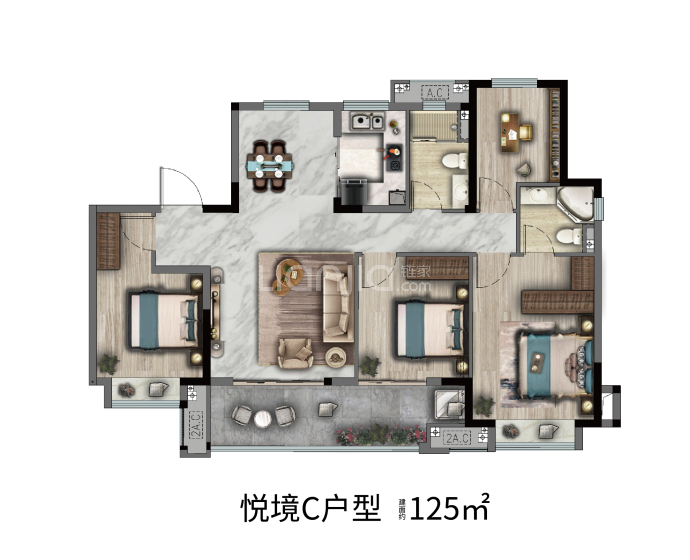 南安悦公馆--建面 125m²