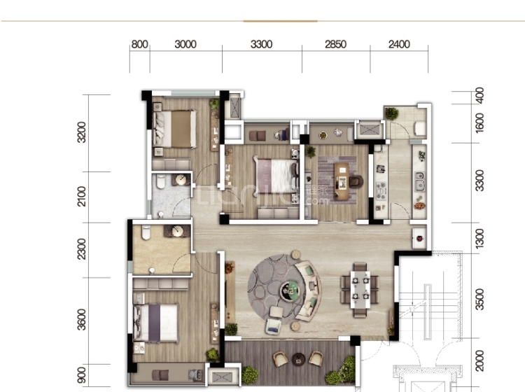 弘阳昕悦府洋房b2户型户型图(链家网)