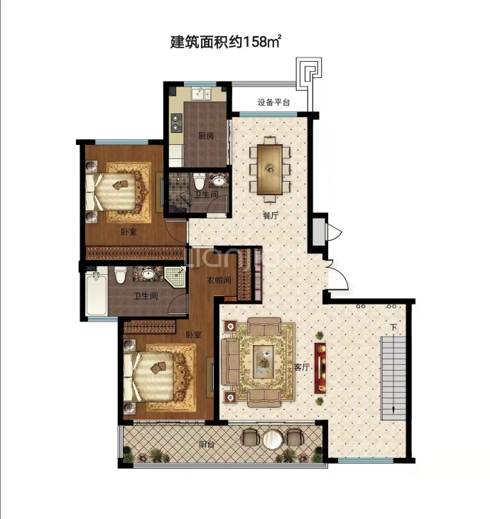 云水山居2室2厅2卫户型图