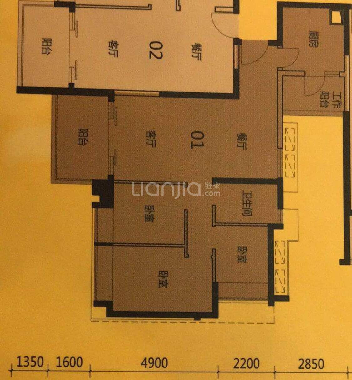 新鸿基珑汇27栋01户型户型图(链家网)