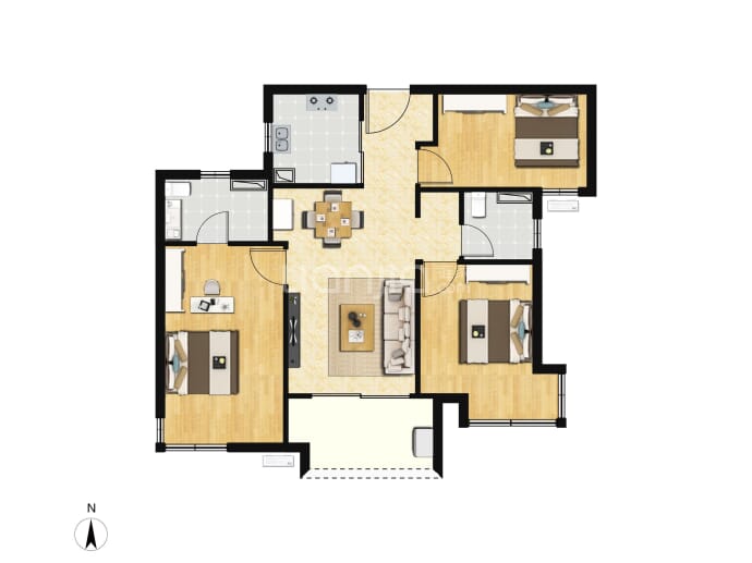 建发西湖望月3室2厅2卫户型图