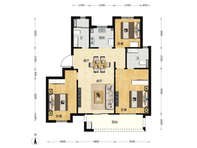 融创森与海之城--建面 103m²