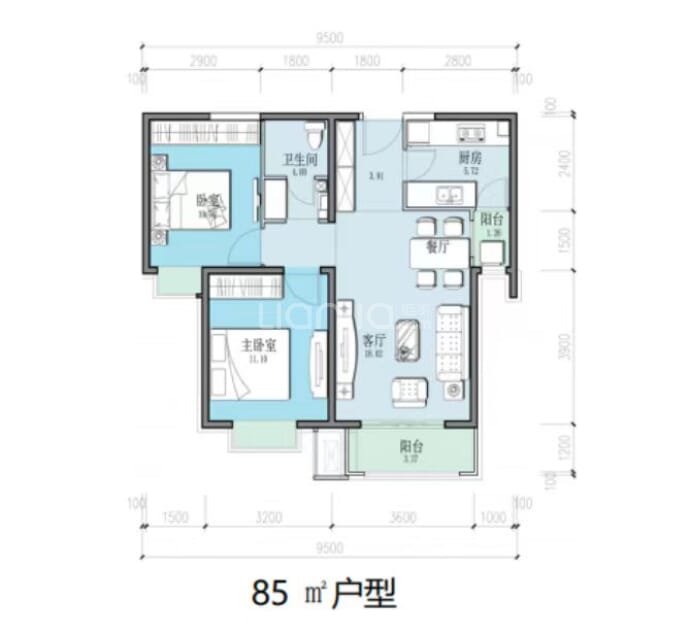 新城投·御河园--建面 85m²