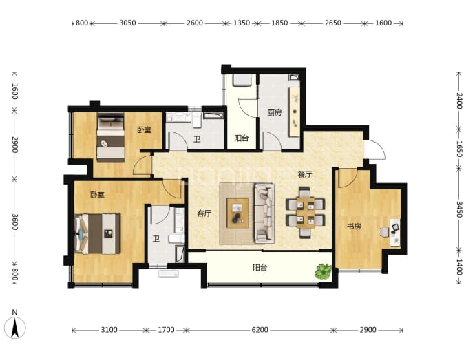 华润置地重庆半山悦景--建面 99m05