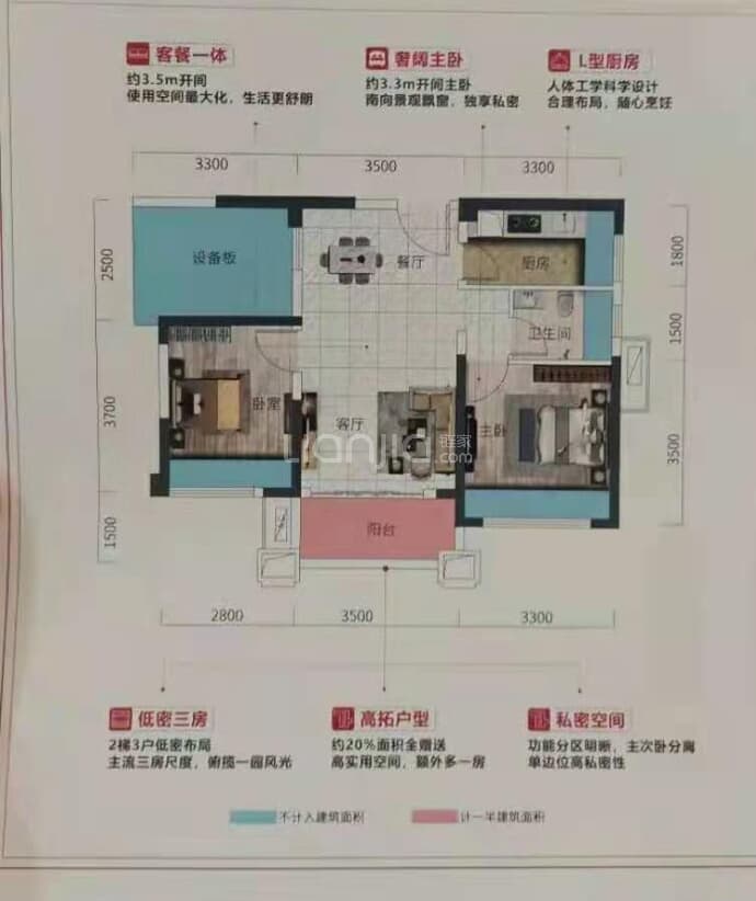 长虹华悦府--建面 74.9m²