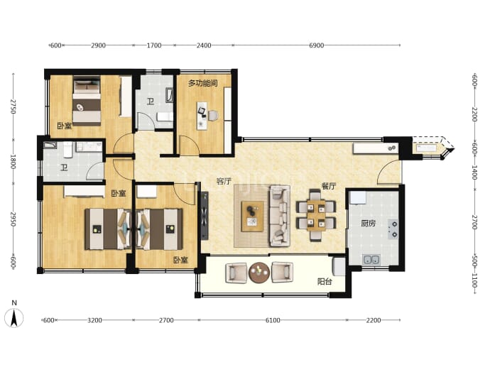 鸿荣源·珈誉玖玺--建面 110m²