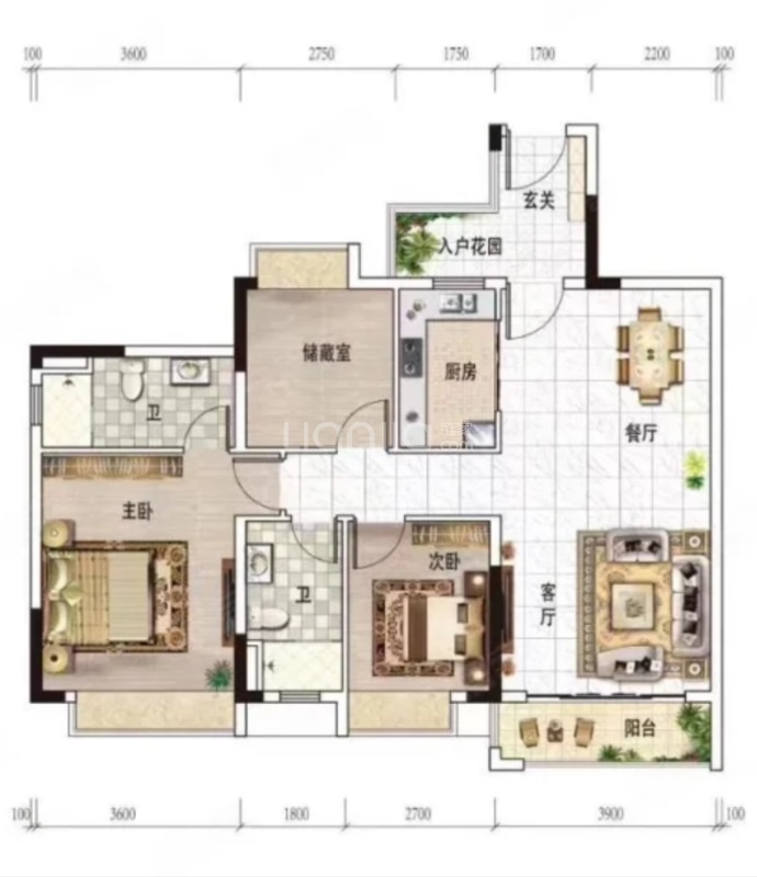 美丽湾畔花园--建面 107m²