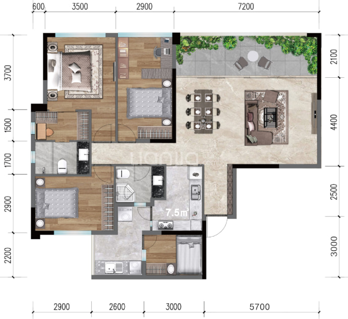 达丰上官华府南院--建面 111.42m²