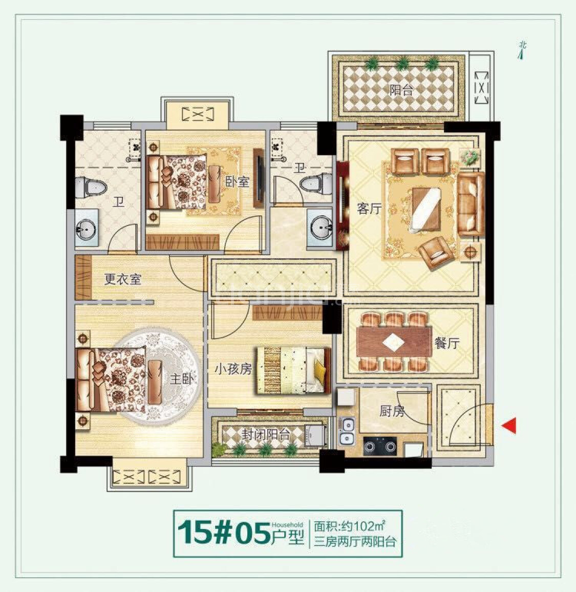 龙泉丽景102㎡户型图(链家网)