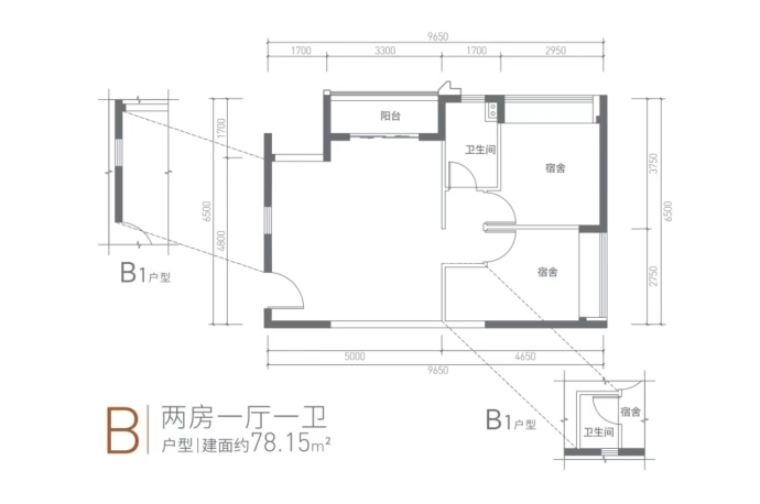 中粮·福田大悦广场--建面 78.15m²