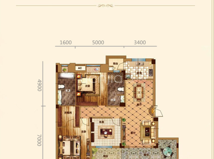 汇悦天地b-5户型户型图(链家网)