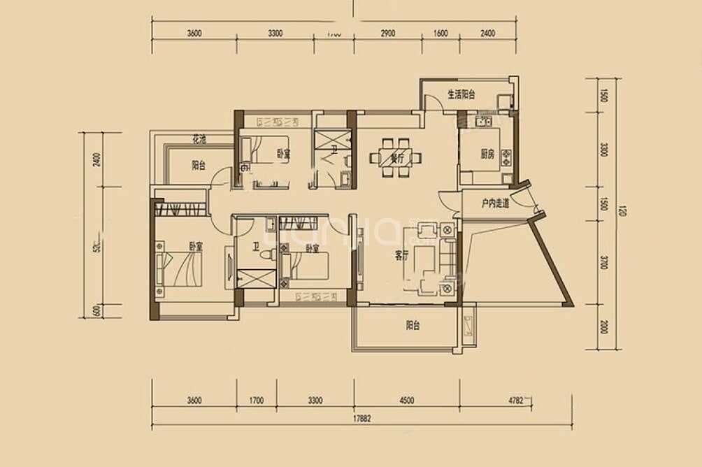 星河丹堤a区户型图(链家网)