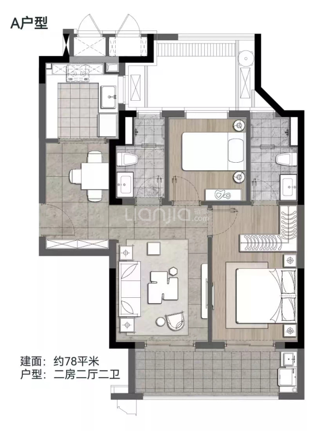 雅戈尔--建面 78m²