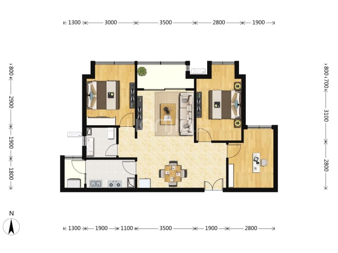 常青藤湖上初晴--建面 85.11m²