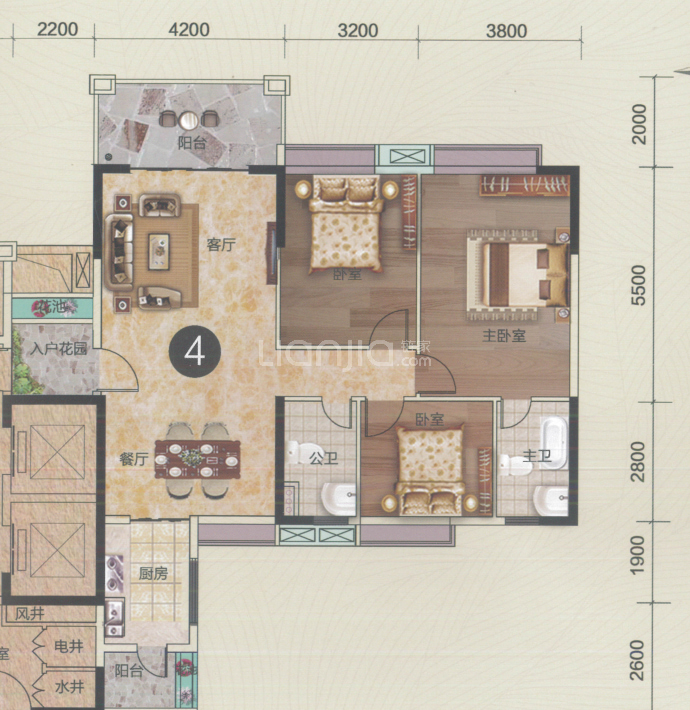 清新凯旋门--建面 125m²