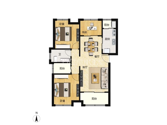 鸿祥·钰珑府--建面 114.01m²