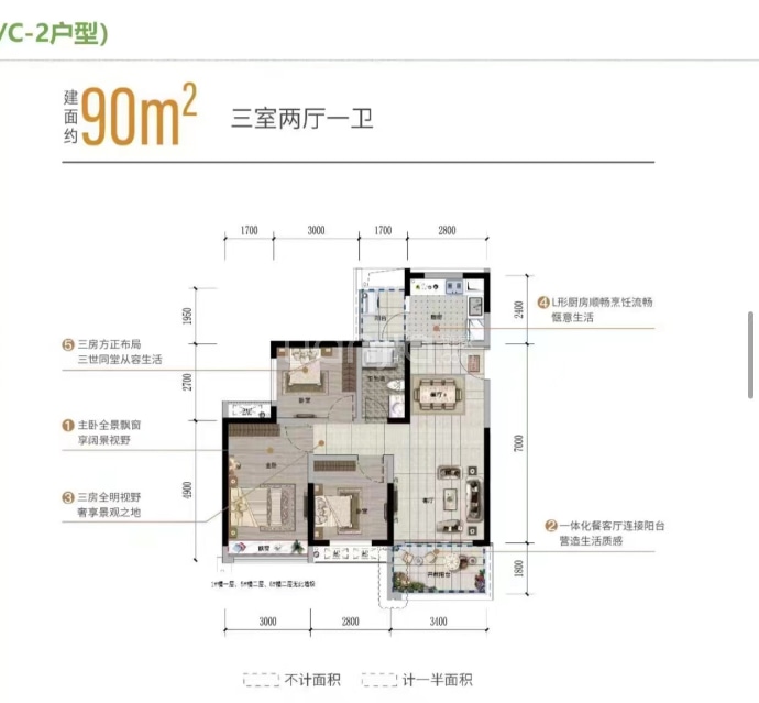 贵阳云岩吾悦广场--建面 90m²