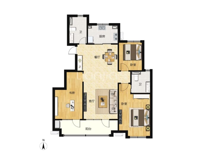 双子星城·公园里--建面 101m²