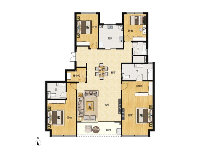 滨江望翠蓝庭--建面 195m²