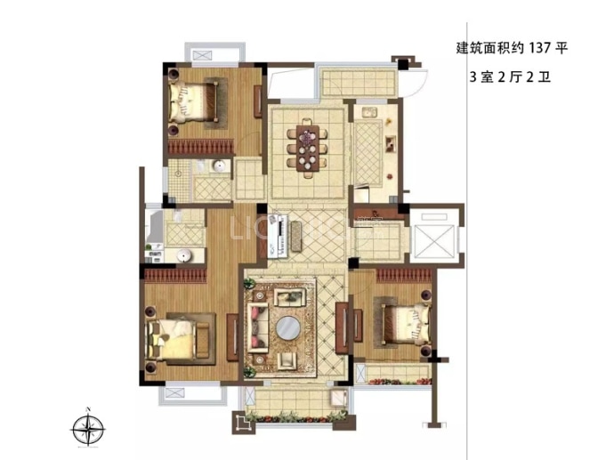 星叶瑜憬湾--建面 136.84m²