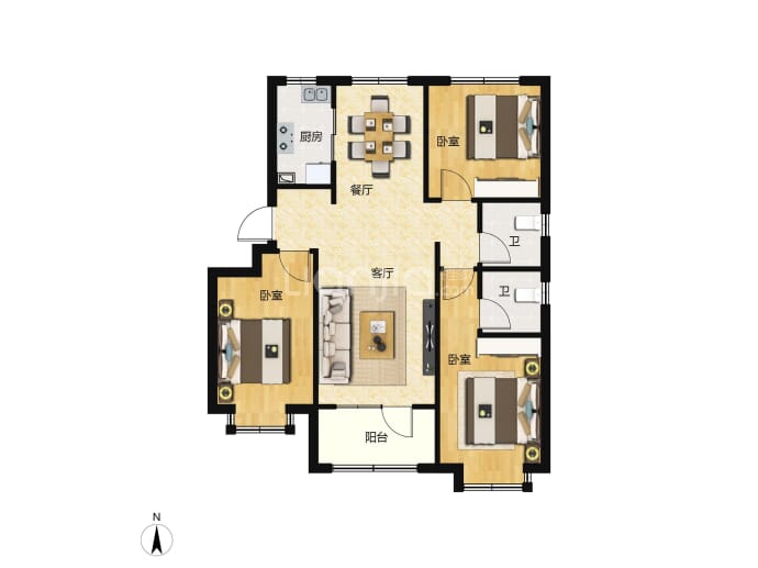 林荫春天--建面 125.84m²