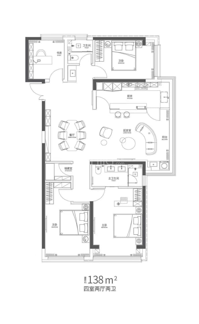 美盛金水印--建面 138m²