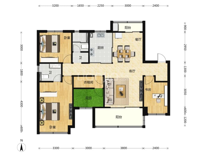 长沙北中心保利时代--建面 120m²