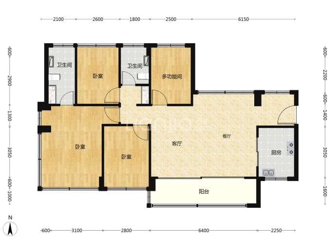 鸿荣源·珈誉玖玺--建面 126m²