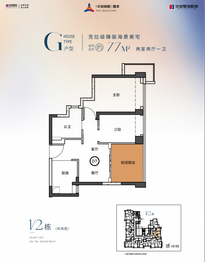 十字门华发商都海荟--建面 77m²