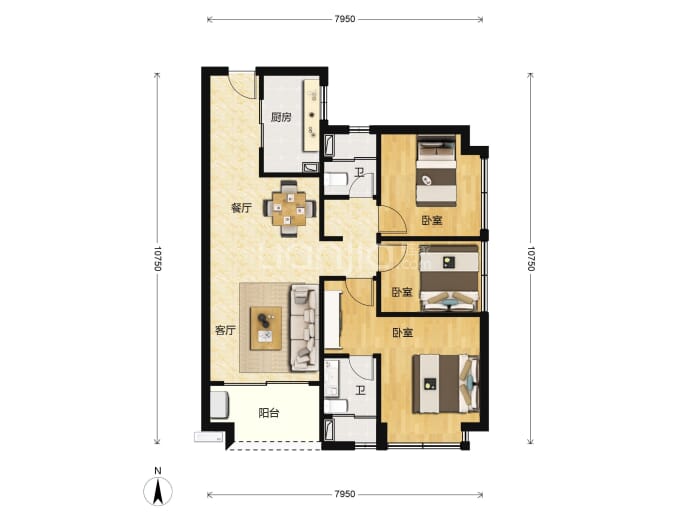 时代印记--建面 88m²