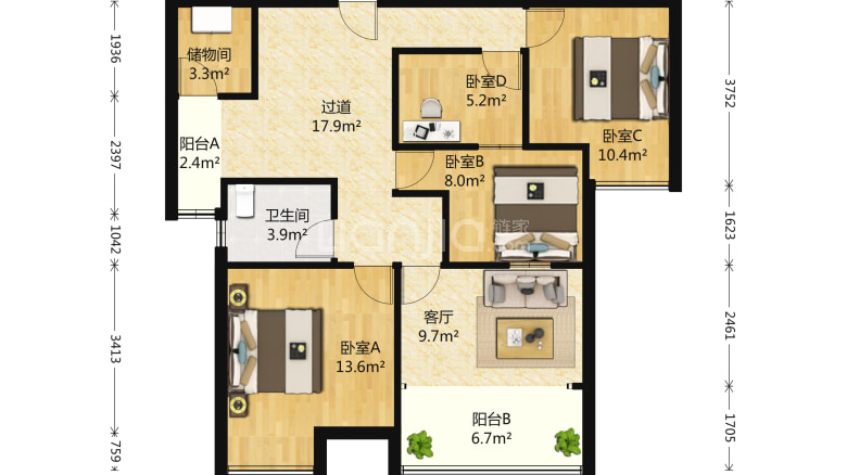 珠江太陽城a區 3室2廳 3000元