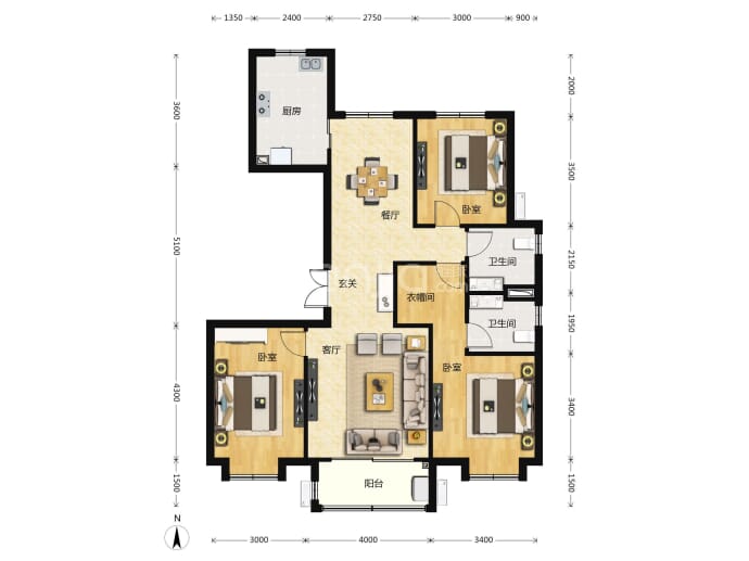 灵寿臻樾府--建面 134.09m²