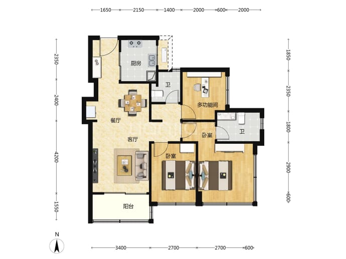鸿荣源·珈誉玖玺--建面 94m²
