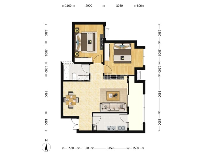 富州平顶山--建面 70m²