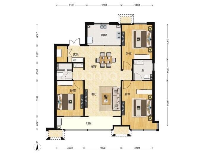 万科翡翠四季--建面 136m²