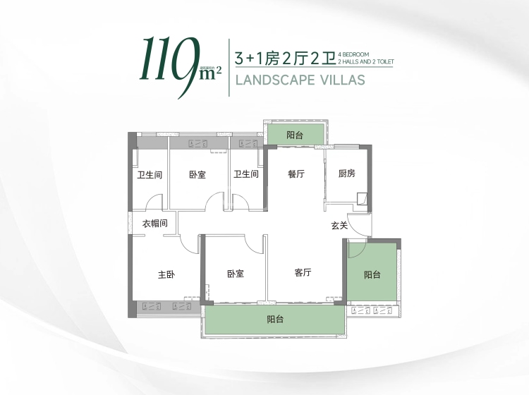 华发观山水119平户型图(链家网)