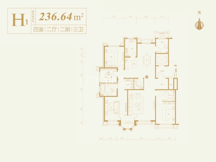 观山悦4室2厅3卫户型图