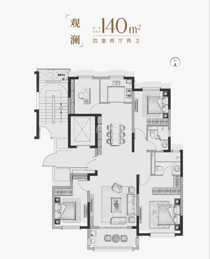 北大资源颐和翡翠府--建面 140m²