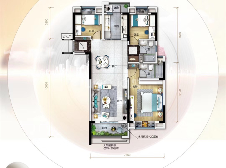 碧桂园光谷十里春风b-2户型户型图(链家网)