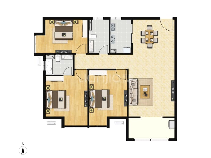 御景庄园3期3室2厅2卫户型图