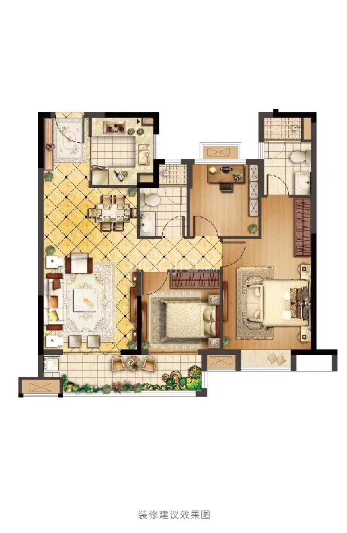 保利世茂璀璨滨江101平米户型户型图(链家网)
