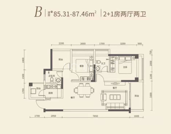 香缤天玺名苑--建面 85.31m²