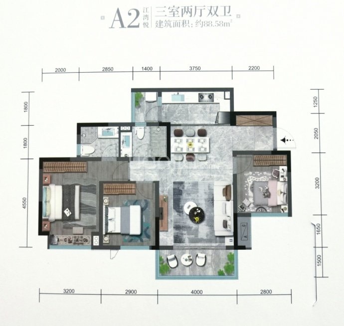 领地·江月兰台--建面 88.58m²