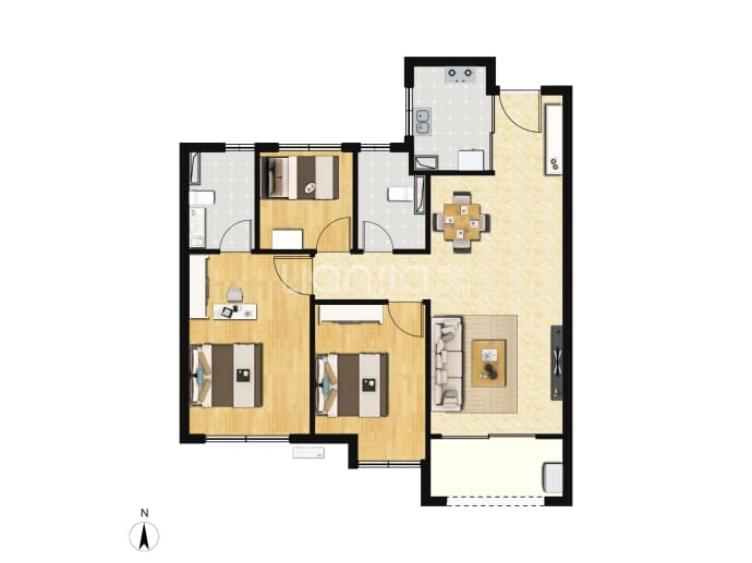 建发西湖望月3室2厅2卫户型图