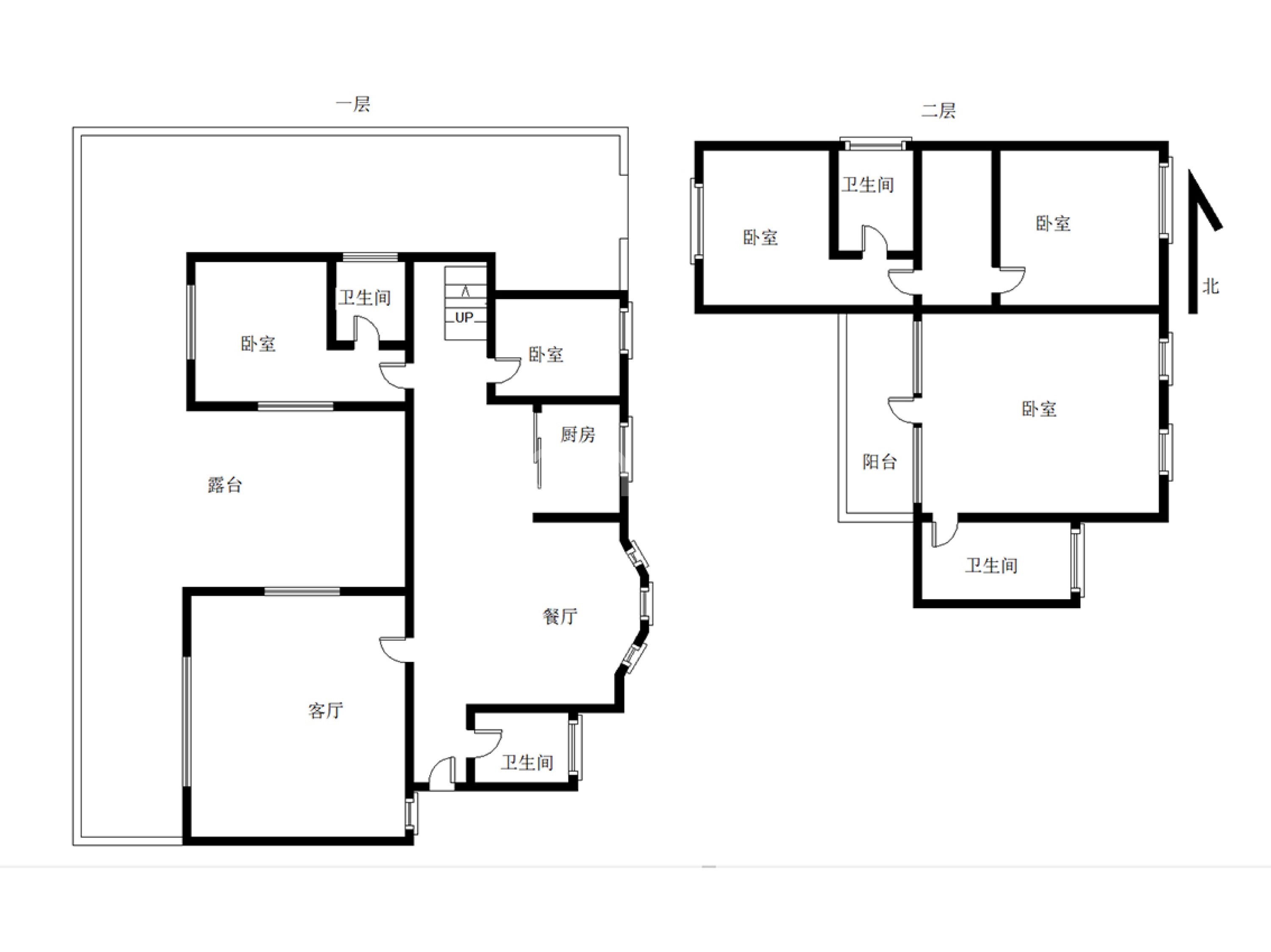 南北通透5居.上下两层.格局好.户型方正.适合1家3代人-户型图