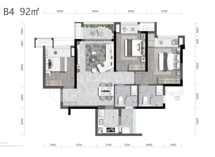 中建星宸--建面 92m²