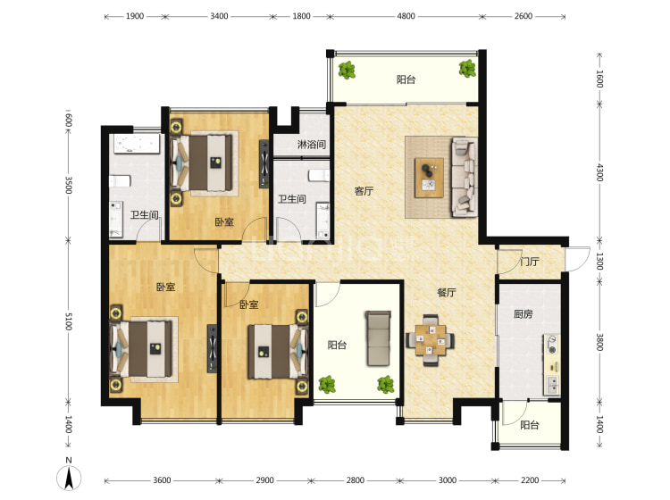 翔龙天地a2户型图(链家网)