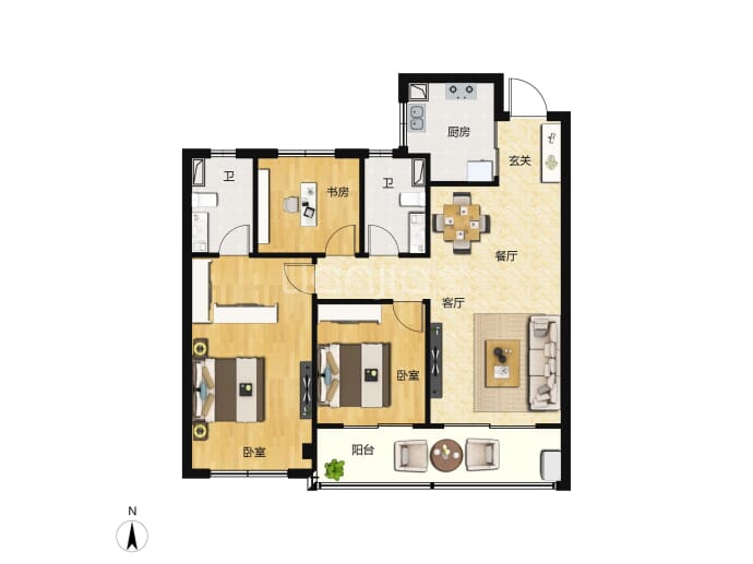 德信赋富春云庄--建面 105m²